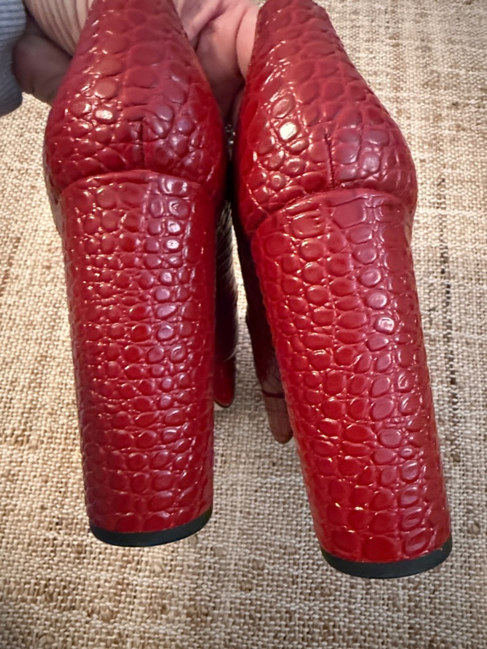 Sam Edelman Aretha horse bit Red croc patent leather Loafer platform pumps 8 - Picture 7 of 8